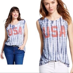 USA tie dye summer muscle tank Top Size XL